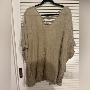 Women's Beige V-Neck Top